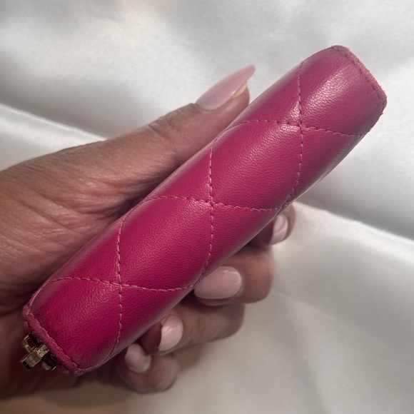 ♥️ Chanel Authentic Pink Leather Card Holder Wallet ❤️ - Picture 5 of 15